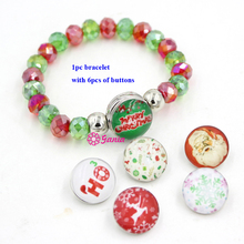 New 6PCS Bracelets 36pcs Buttos Interchangeable buttons Jewelry X'mas Christmas Beaded Snap Bracelet for Christmas Gift Jewelry 2024 - buy cheap