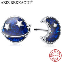 AZIZ BEKKAOUI-pendientes de plata de ley 925 con forma de luna y Estrella, joyería de moda 2024 - compra barato