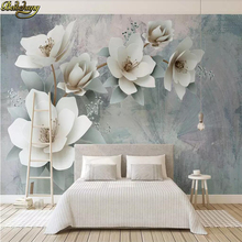 Beibehang personalizado 3d papel de parede mural moda pintura a óleo fundo 3d flor em relevo tv fundo 2024 - compre barato