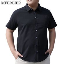 Мужская летняя рубашка MFERLIER, большие размеры 5XL, 6XL, 7XL, 8XL, 9XL, 10XL, обхват груди 168 см, с коротким рукавом, 4 цвета, большие размеры 2024 - купить недорого