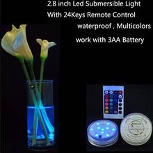 Free Shpping (1 piece/lot) 3AAA battery operated remote controlled 10 Multi-colors LED vase light,submersible led light 2024 - buy cheap