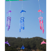 Casa decoração pendurado sinos de vento para crianças presente de aniversário cristal golfinho vento sinos porta jardim 2024 - compre barato