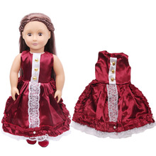 Doll clothes Wine red evening dress toy accessories fit 18 inch Girl doll and 43 cm baby doll c179 2024 - buy cheap