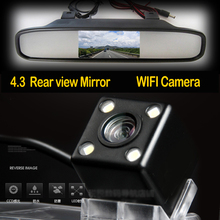 Minicámara WIFI de estacionamiento, cámara inalámbrica Universal de Vista trasera de coche con visión nocturna + monitor de espejo de 4,3 pulgadas 2024 - compra barato