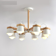 Living room bedroom solid wood ironware modern simple study clothing shop long Nordic ceiling light new 2024 - buy cheap