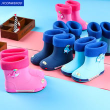 Kids Rain Boots Fashion Classic Children Shoes PVC Rubber  cartoon Rain shoes four Seasons Removable plus velvet warm rain boots 2024 - buy cheap