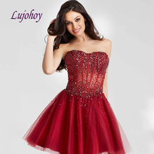 Luxury Red Short Homecoming Dresses for Girls Tulle Women Cocktail Prom Grade 8 Graduation Dresses 2024 - buy cheap