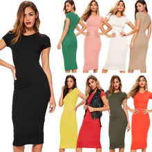 Short Sleeve O Neck Cotton T Shirt Dress Package Hip Pencil Bodycon 2021 Summer Dresses Women Casual Sundress Plus Size Vestidos 2024 - buy cheap