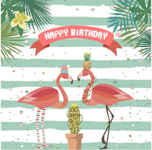 8x8FT Aquamarine Stripes Happy Birthday Hawaii Summer Day Flamingo Custom Photo Studio Backgrounds Backdrops Vinyl 240cm x 240cm 2024 - buy cheap