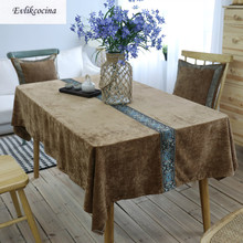 Free Shipping Flannel Embroidery Coffee Tablecloth Polyester Toalha De Mesa Nappe Rectangulaire Manteles Para Mesa Covered Cloth 2024 - buy cheap