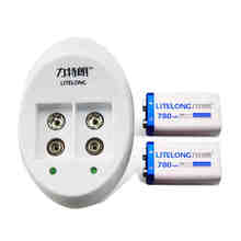 2 pcs 9v 780mAh LITELONG Rechargeable 9 Volt Li-Ion Lithium Battery with charger for free shipping 2024 - buy cheap