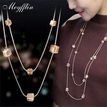 Collares Mujer Fashion Statement Necklaces & Pendants Gold Crystal Layered Necklace Women Long Collier Femme Maxi Jewelry Bijoux 2024 - buy cheap