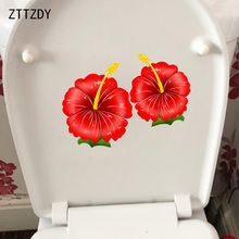 ZTTZDY 20.7*14.9CM Red Cartoon Hibiscus Flower Childern Rooms Wall Sticker Home Toilet Decal Decor T2-0463 2024 - buy cheap