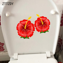 Zttzdy-adesivo de parede para quartos vermelhos, 20.7x14.9cm, hibisco, flor infantil, decoração de banheiro e casa 2024 - compre barato