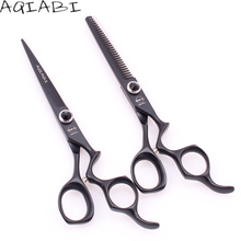 Professional Hair Scissors 5.5" AQIABI Brand 440C Black Straight Scissor Hair Thinning Shears Barber Scissors Dropshipping A9016 2024 - buy cheap