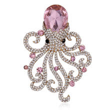 Crystal Rhinestone Octopus Brooch Pin Metal Animal Women Garment Accessory Scarf Fashion Jewelry Gift 2017 2024 - buy cheap