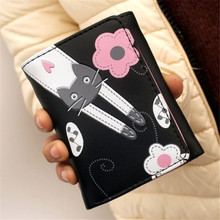 2019 New Women Wallet Cute Cartoon Cat Printing Clutch Purse Women Wallets PU Leather Purse Short Mini Wallet Money Bags 2024 - buy cheap