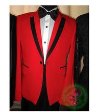 Roupas vermelhas masculinas, trajes finos de palco, fantasias para cantores, jaqueta, blazer masculino, vestido estilo star de dança, moda punk coreana 2xl 2024 - compre barato