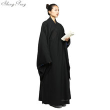 Female pure color buddhist monk robes Shaolin monk uniform for ladies Traditional chinese clothing Long sleeve V793 2024 - buy cheap