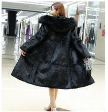 Novo casaco feminino de pele de coelho com capuz, jaqueta feminina personalizada em todos os tamanhos 2024 - compre barato