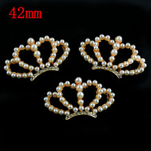 Newest 42mm Alloy Princess Crown Handmade Pearl Bride Flower Crown 20pcs/lot Free Shipping PJ15 2024 - buy cheap