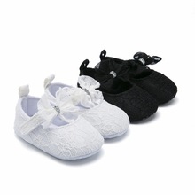 Baby Girl Shoes Lace Bow Toddler Girls Shoes Infant Soft Sole First Walkers 1st Birthday Princess Newborn Shoes Kids White Black 2024 - buy cheap