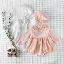 Baby Girls Cotton Long Sleeve Ruffles Baptism Bodysuits Kids Infant Princess Party Newborn Christenin Jumpsuits + Hat 2024 - buy cheap