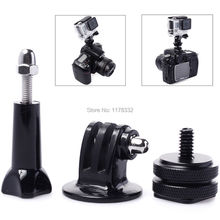 Adaptador de sapata giratório 3 em 1 1 conjunto de 1/4 '', suporte tripé e parafusos para gopro hd hero 2 3 3 + 4 2024 - compre barato