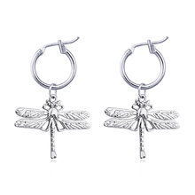 1 Pair Cute Fashion Little Dragonfly Small Hoop Earrings With Pendant Gold Metal Color Animal Insect Earrings Jewelry E201-T2 2024 - buy cheap