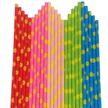 Free DHL Shipping 1000 pcs Floral Daisy Paper Straws Bulk,Sunflower Red Pink Green Drinking Flower Soda Restaurant Coffee Party 2024 - buy cheap