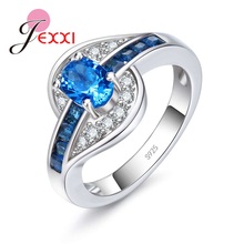 Shiny 925 Sterling Silver S Shape Blue Crystal Gifts AAA Cubic Zirconia Ring Anel Anillo For Women Girls Size 5-11 Present 2024 - buy cheap
