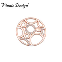 Vinnie Design Jewelry-moneda redonda de cristal pequeño de 25mm, disco que se ajusta a moneda de 25mm, colgante de marco, 5 unidades por lote 2024 - compra barato