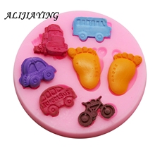 1Pcs Car bicycle Silicone Mold Baby feet Fondant Cake Decoration Chocolate tools Kitchen Baking Accessories DIY Mold D0511 2024 - buy cheap