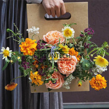 Caja de flores de mano, caja de arreglo de flores de Papel Kraft con bolsa de mano, suministro de floristería, 50 Uds. 2024 - compra barato