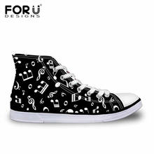 FORUDESIGNS Music Note 3D Print Men Vulcanized Shoes Casual Flats Men's Sneakers High Top Canvas Shoes for Teen Boys Zapatos Man 2024 - buy cheap