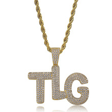 Hip Hop White AAA CZ Stone Paved Bling Iced Out TLG Letter  Alphabet Pendants Necklace for Men Rapper Jewelry Gold Color 2024 - buy cheap