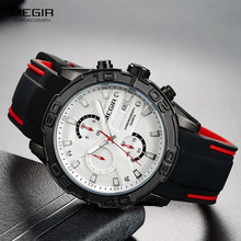 MEGIR-relojes deportivos de cuarzo para hombre, cronógrafo con correa de silicona, militar, luminoso, a prueba de agua, 2055G-BK-7 2024 - compra barato