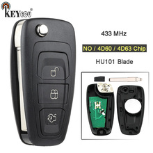 KEYECU-mando a distancia de coche con 3 botones, 433MHz, NO/ 4D60/ 4D63, para Ford, Connect, Focus, Mondeo, Fiesta, Transit C Max, HU101 2024 - compra barato