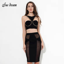 2020 Autumn New Women Sleeveless Halter Neck Top Sexy Bodycon Strapless Hollow Out Chains Club Party Black Tank Tops Vestidos 2024 - buy cheap