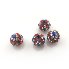 Fashion 10mm UK Flag Rhinestone Pave Disco Ball Crystal Beads 100pcs/lot 2024 - buy cheap