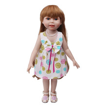 Roupas de boneca impressa branca vestido acessórios de brinquedo cabem bonecas de 18 polegadas e bonecas de 43 cm c582 2024 - compre barato