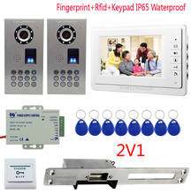 Fingerprint Rfid Keypad Video Doorbell 7" Color Monitor Video Door Entry Two Cameras + long Plate European Narrow-type Door Lock 2024 - buy cheap