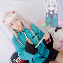 Fantasia de cosplay de anime japonês, fantasia de eromana sensei izumi sagirez, casaco verde + pijamas + lacinhos para halloween para mulheres 2024 - compre barato