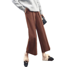 Calça feminina cintura alta folgada, peça calça feminina cigarrete larga 2024 - compre barato