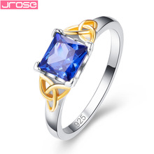 JROSE Fashion Jewelry Wholesale Blue Rainbow Cubic Zirconia Silver Ring Size 6 7 8 9 Free Shipping For Lady Women Gifts 2024 - buy cheap