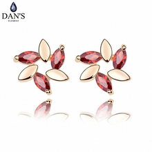 DAN'S ELEMENT New Sales AAA Zirconia Micro Inlays Champagne Gold Color Flower Earrings For Women Valentine Gift 92849red 2024 - buy cheap