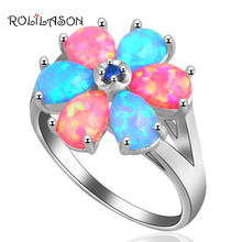 Lowest Price Wedding  jewelry for women Red and Blue fire Opal  silver plated  Stamped Rings USA size #6#7#8#9 OR603 2024 - buy cheap