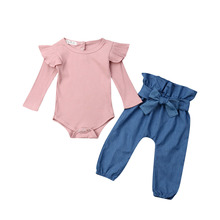 Newborn Kids Baby Girl Clothes Long Sleeve Tops Romper Bodysuit+Pants Outfit Set 2024 - buy cheap