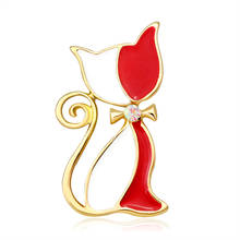 Ajojewel New Golden/Silver Cat Brooch Enamel Red/Black Animal Brooches For Girl jewelry Kids Insects Banquet 2024 - buy cheap