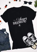 Camisa gráfica de manga curta do dia das bruxas, camiseta folheada e divertida com tela de aranha 2024 - compre barato